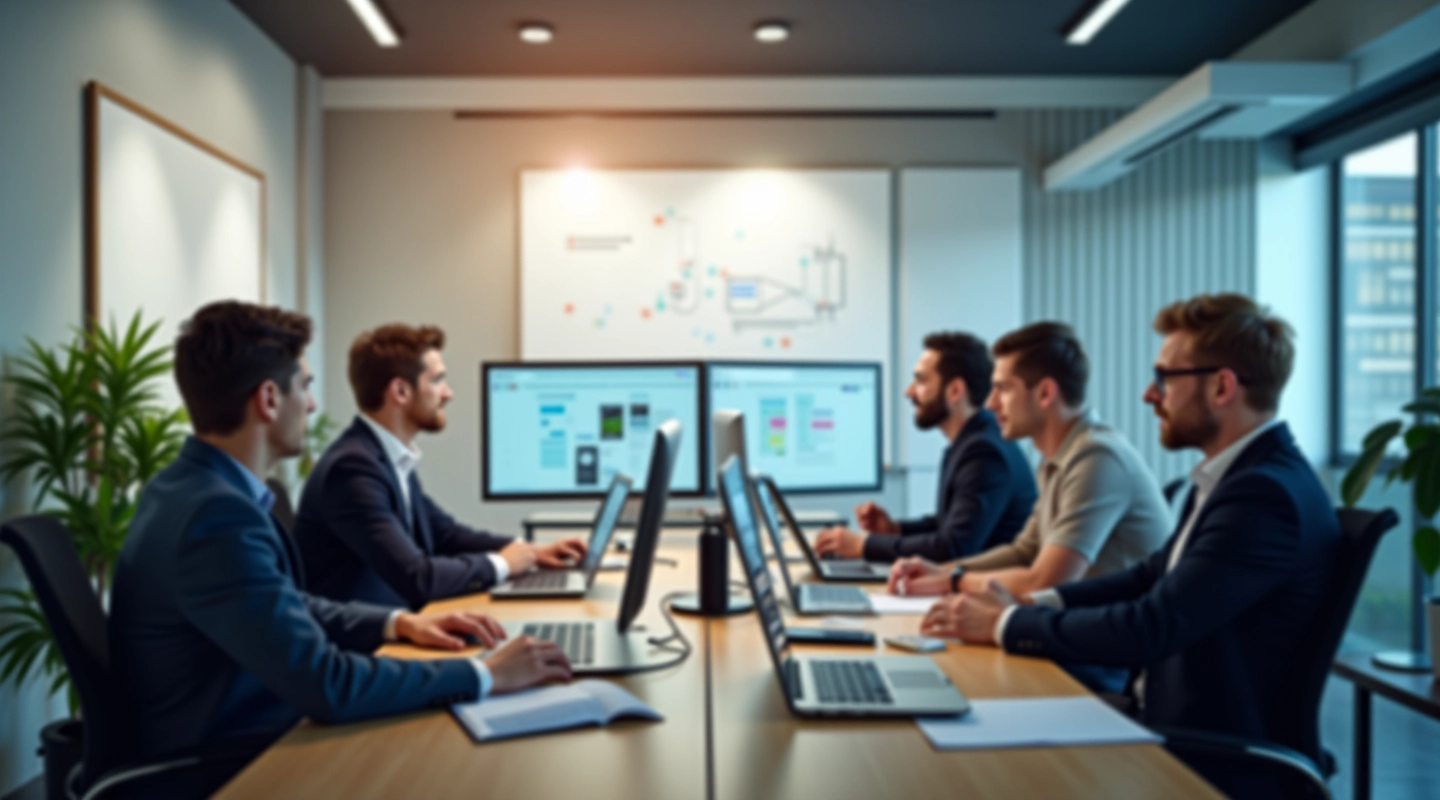ChatAI Solutions UAB komandos darbo vieta su technologijų infrastruktūra